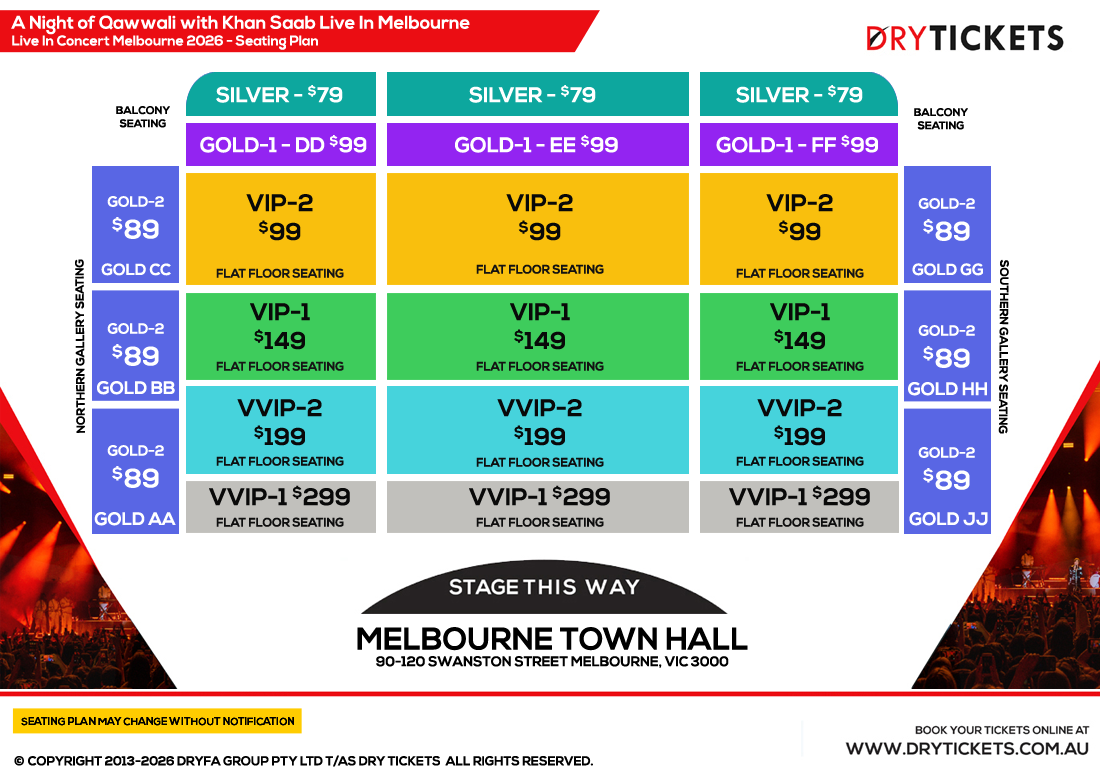 A Night of Qawwali with Khan Saab Live In Melbourne seating map